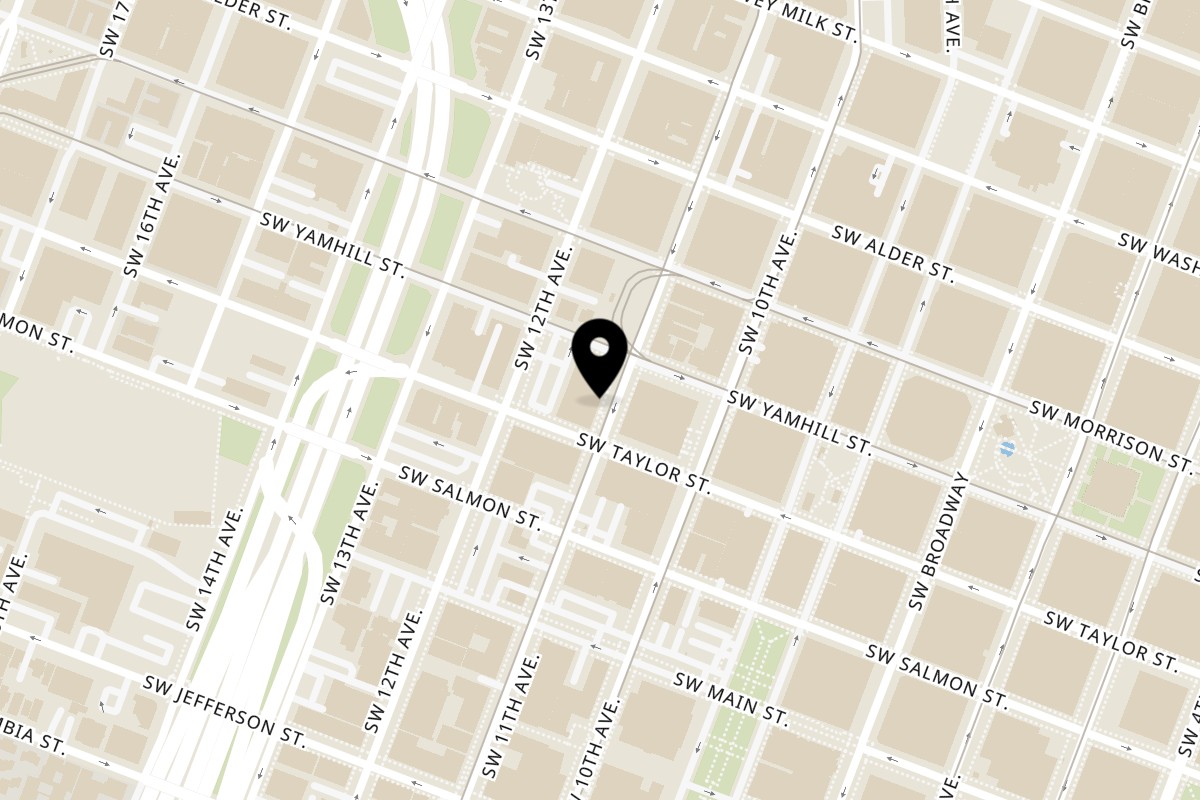 Map showing the location of East India Co. Grill & Bar on 821 SW 11th Ave in Portland